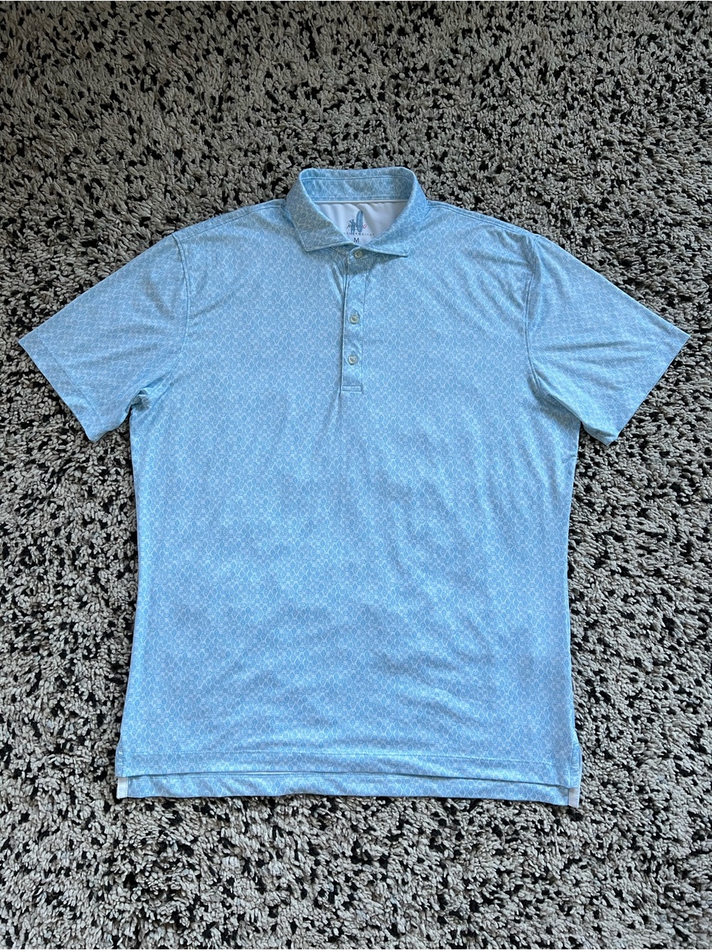 Johnnie-O Featherweight Polo Shirt White Blue Watches Print Golf Men’s Medium